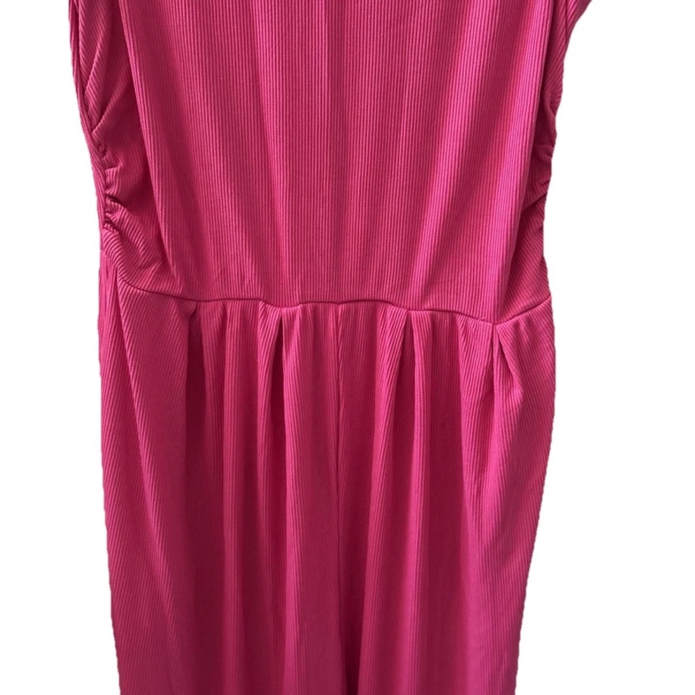 Jumpsuit Hot Pink Women's Size L Sleeveless High Waisted Pockets - Picture 3 of 11